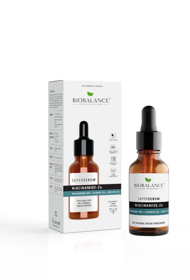 BIOBALANCE  СЕРУМ NIACINAMIDE 10% + LICORICE 2% + ZINC 30 МЛ