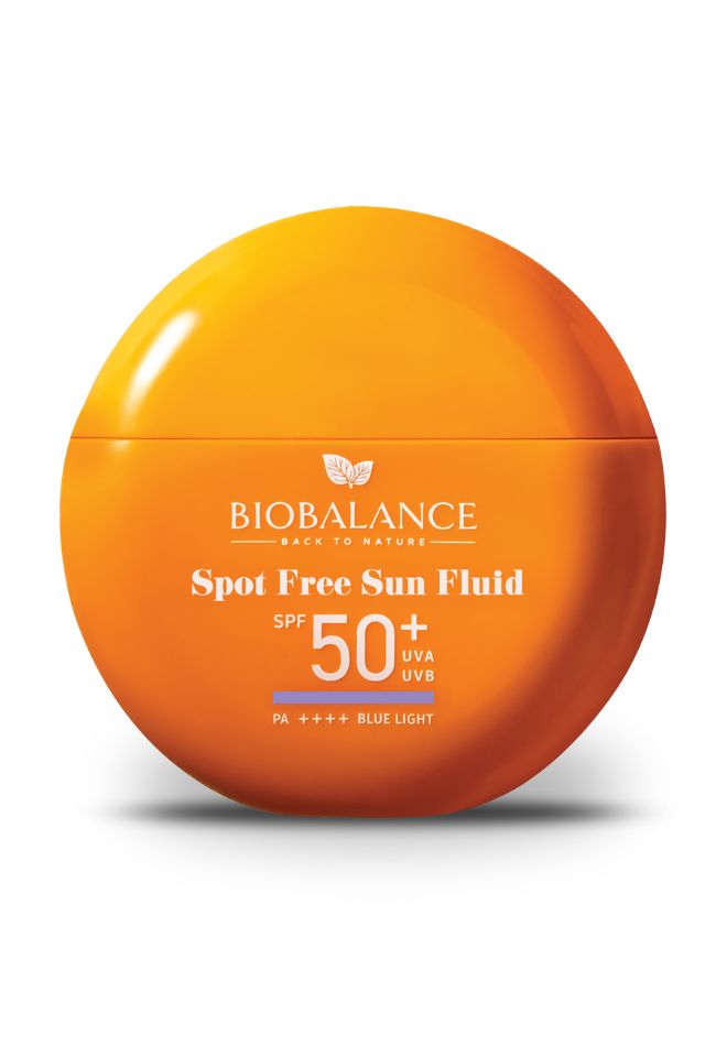 BIOBALANCE СЛЪНЦЕЗАЩИТЕН ФЛУИД ЗА ВСИЧКИ ТИПОВЕ КОЖА SPOT FREE SPF 50 + 40мл