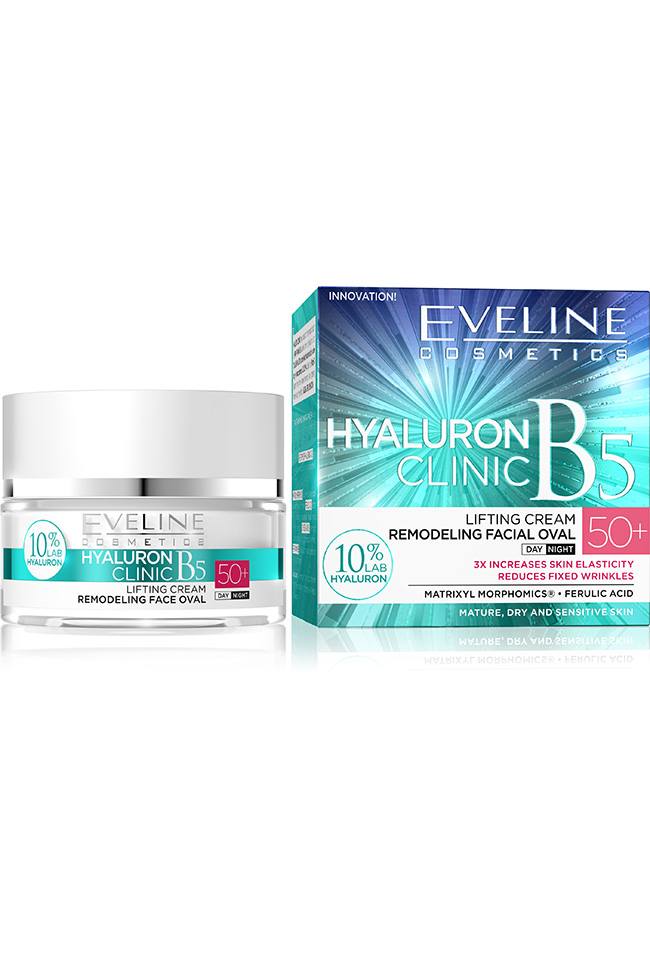EVELINE HYALURON CLINIC ДНЕВЕН И НОЩЕН КРЕМ ЗА ЛИЦЕ 50+ 50мл
